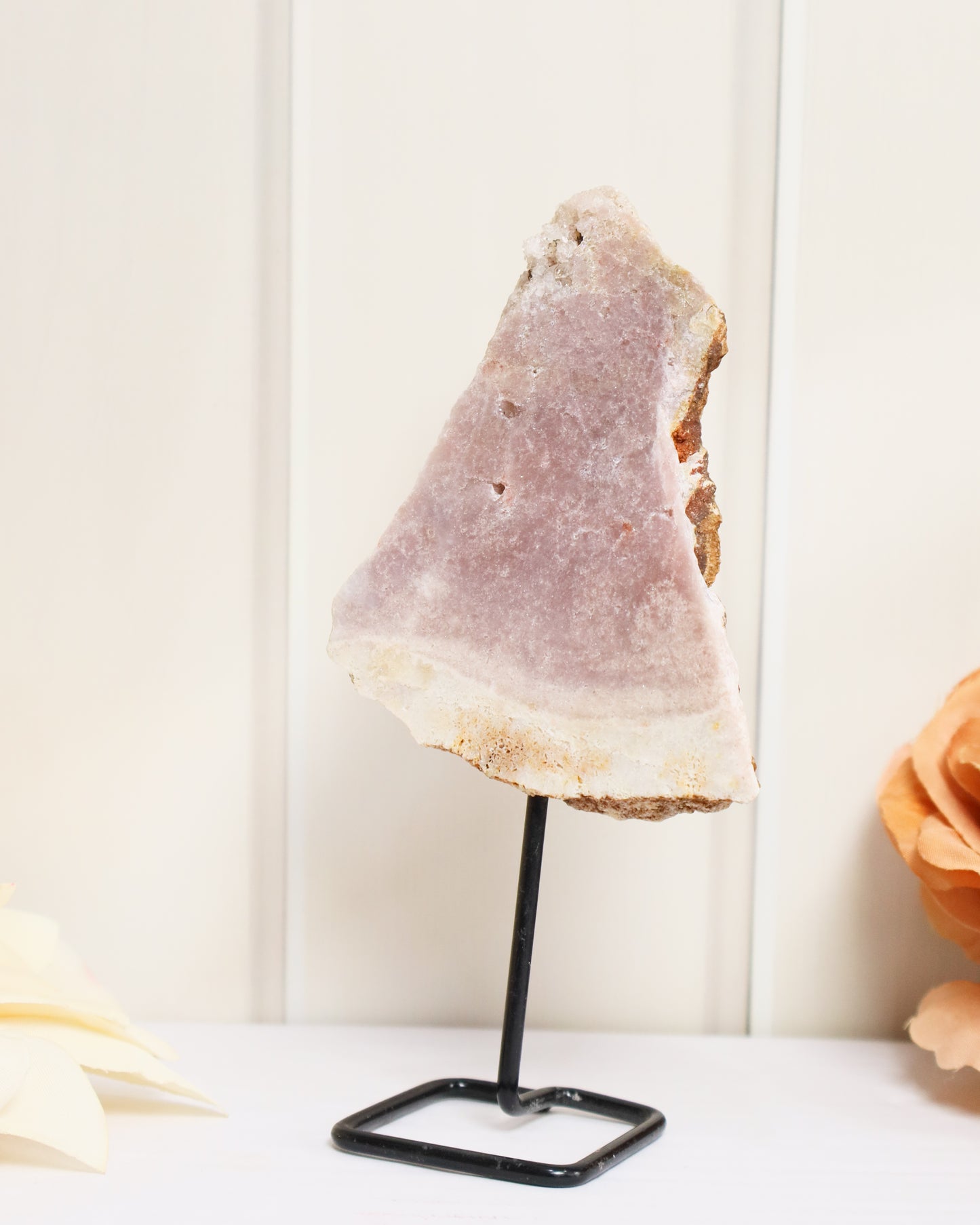 Pink Amethyst Slice on Stand #1