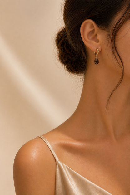 Smoky Quartz Hoop Earring
