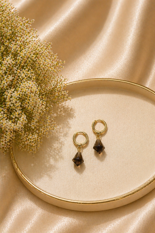 Smoky Quartz Hoop Earring