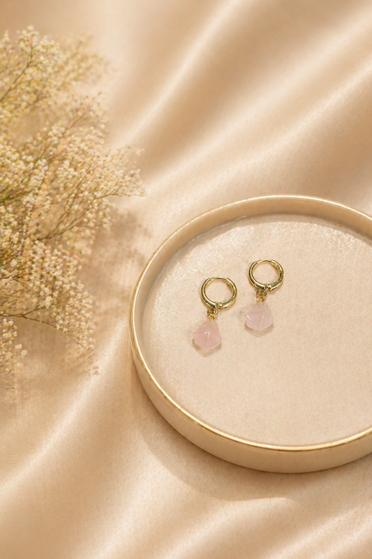 Rose Quartz Hoop Earrings
