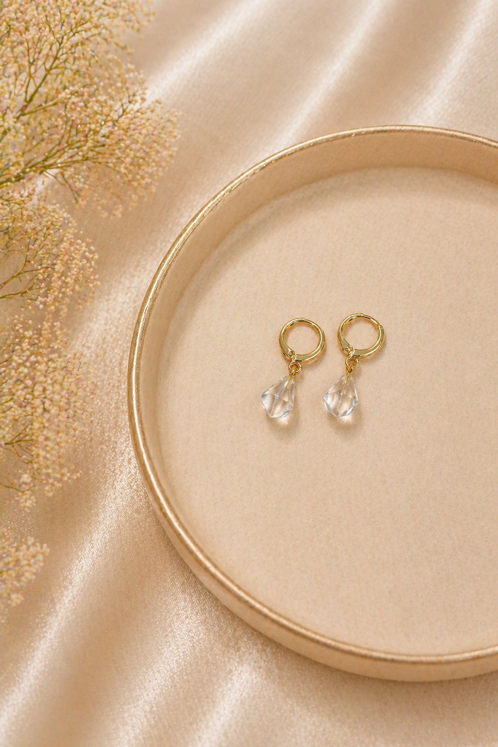 Clear Quartz Hoop Earring