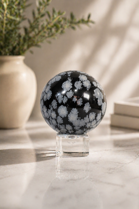 Snowflake Obsidian Sphere #1