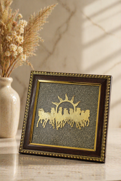 7 Horses on Raw Pyrite Frame