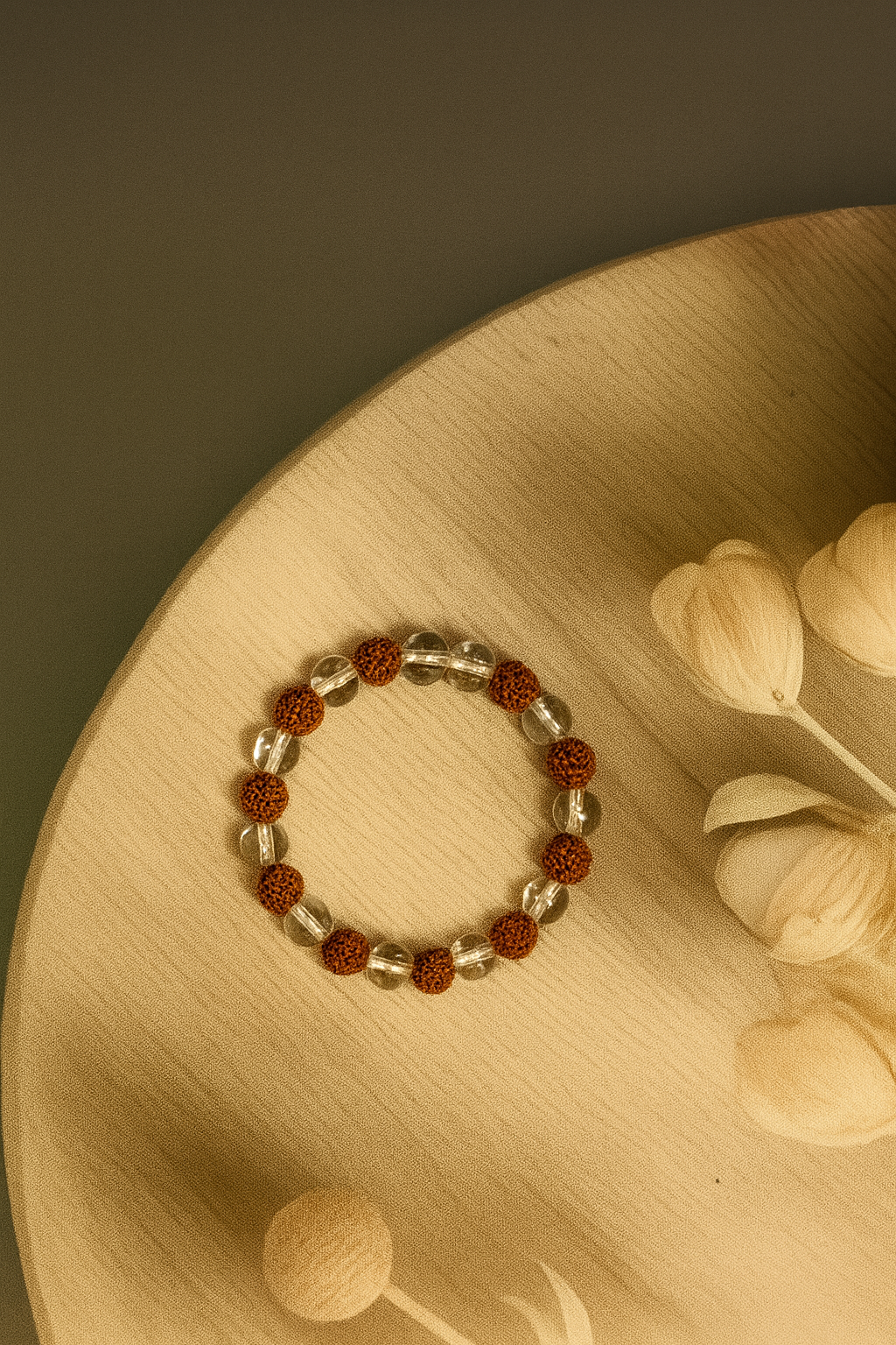 Rudraksha and Clear Quartz Bracelet