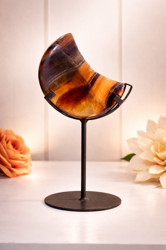 Fluorite Moon on Stand