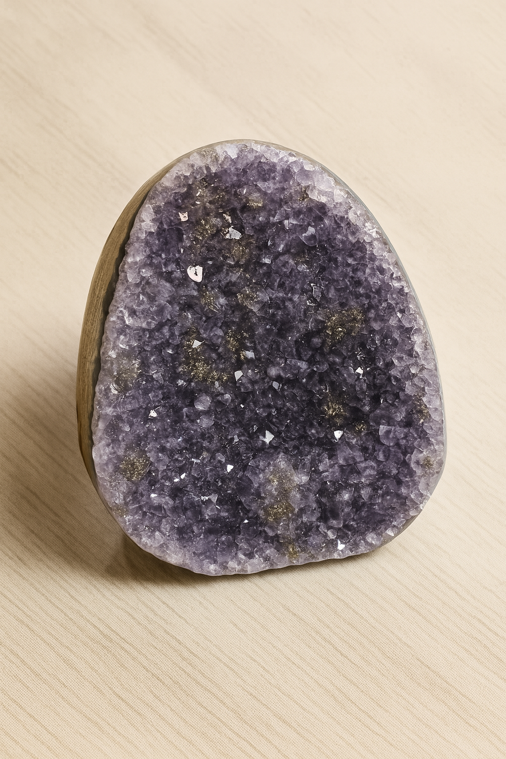 Rare Amethyst Geode with Pyrite Inclusions - 666 gm