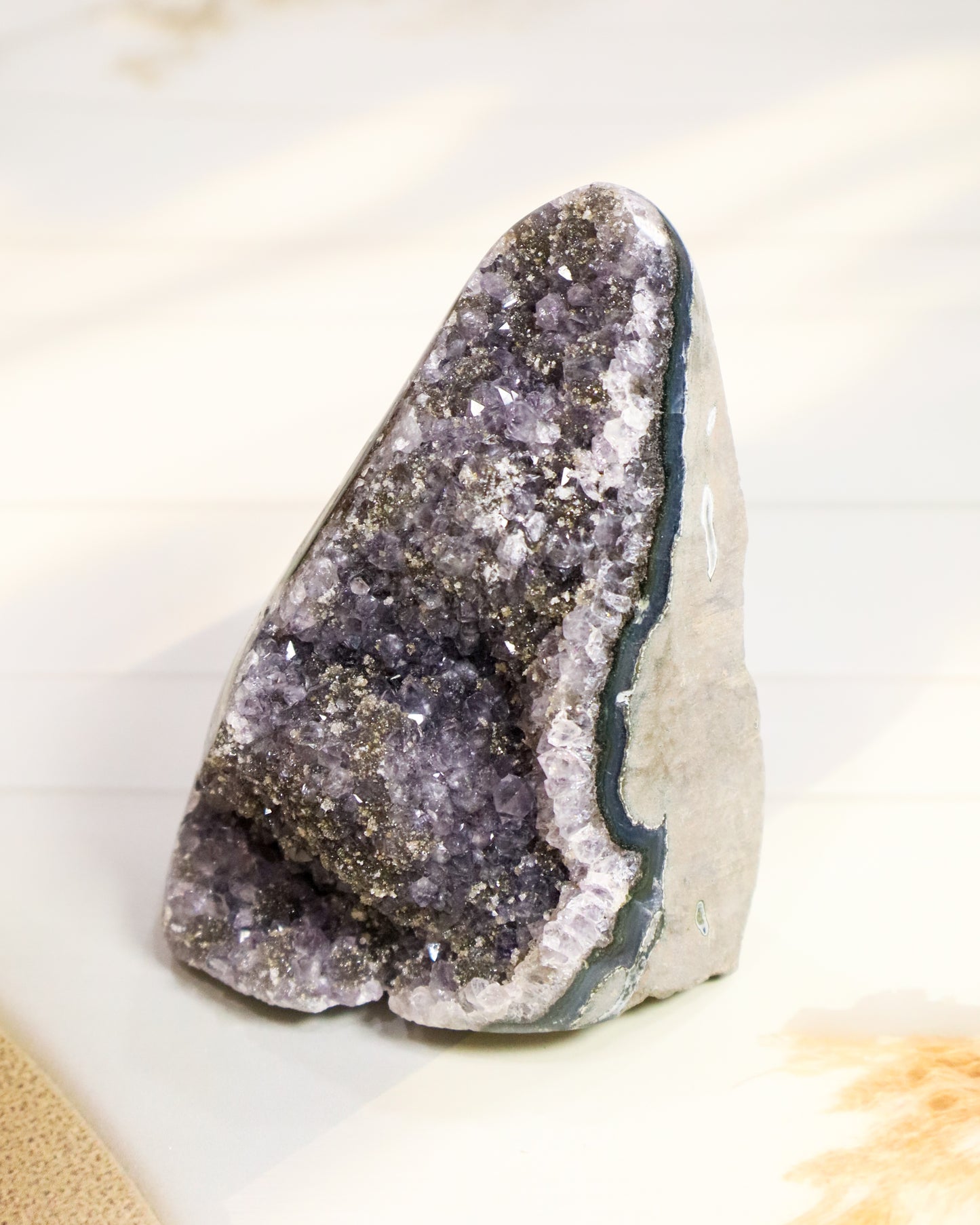 Rare Amethyst Geode with Pyrite Inclusions - 432 gm