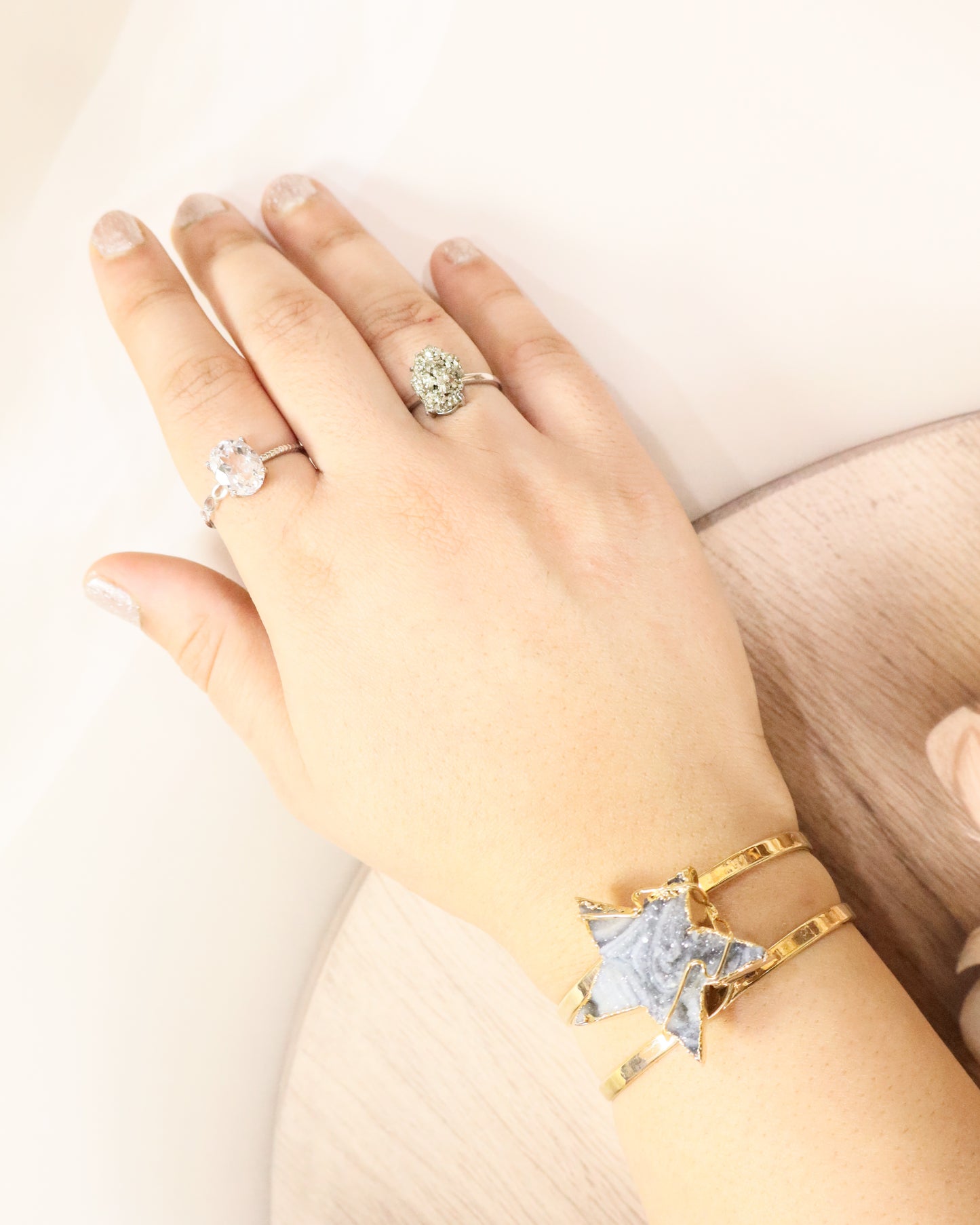 Chalcedony Agate Star Bangle/ Bracelet