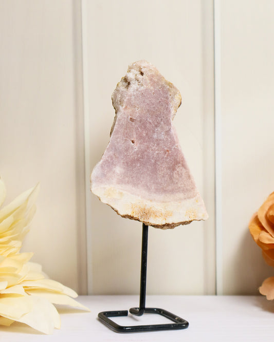 Pink Amethyst Slice on Stand #1