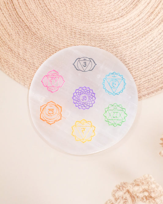 Selenite Round Charging Plate