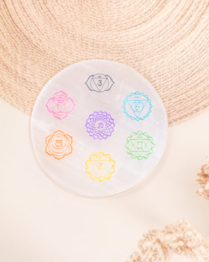 Selenite Round Charging Plate