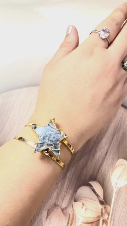 Chalcedony Agate Star Bangle/ Bracelet